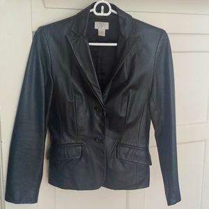 Ann Taylor Loft Black leather Blazer